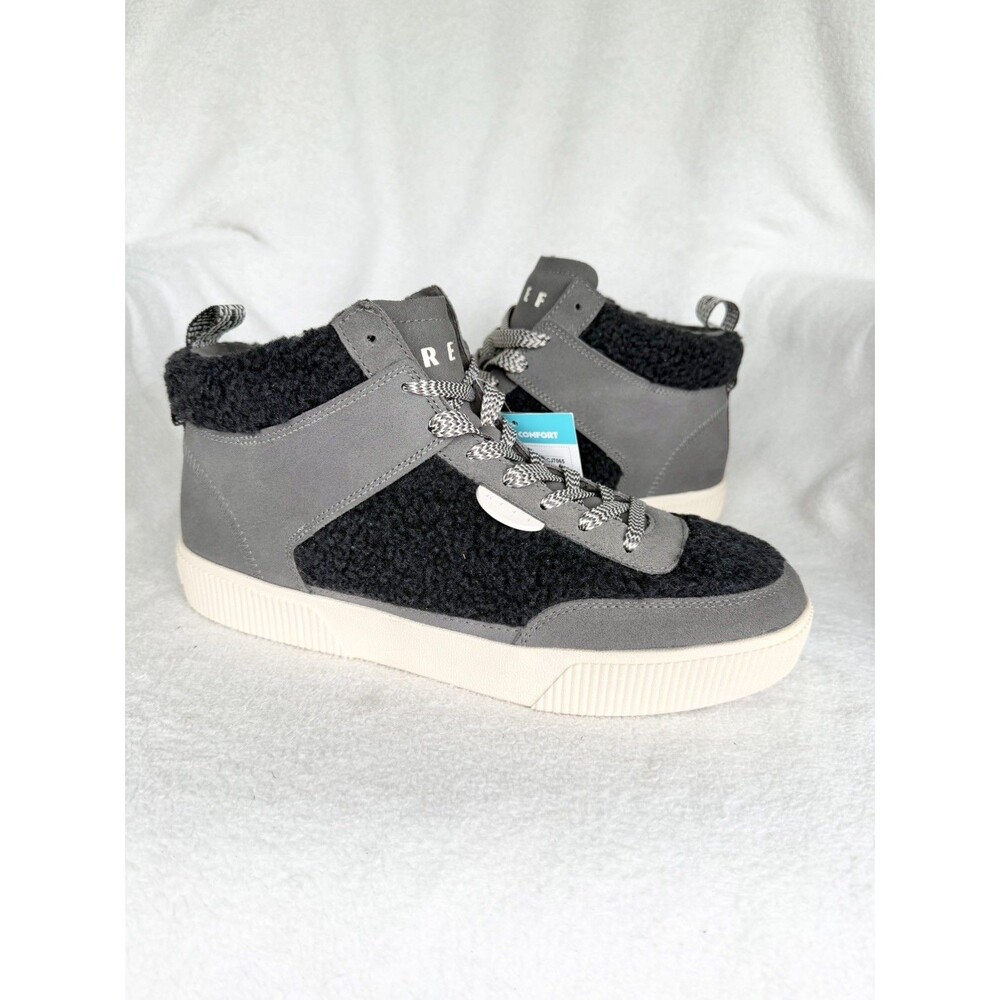 New REEF Lay Day Hi Womens Size 11 High Top Sneakers Raven Cozy Gray Black Shoes